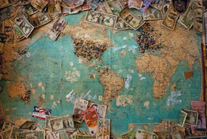 Mundo investimentos dinheiro mapa