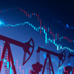 gráfico de ações com sombras de equipamentos de petróleo