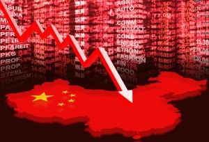 Gráfico da economia da China em queda