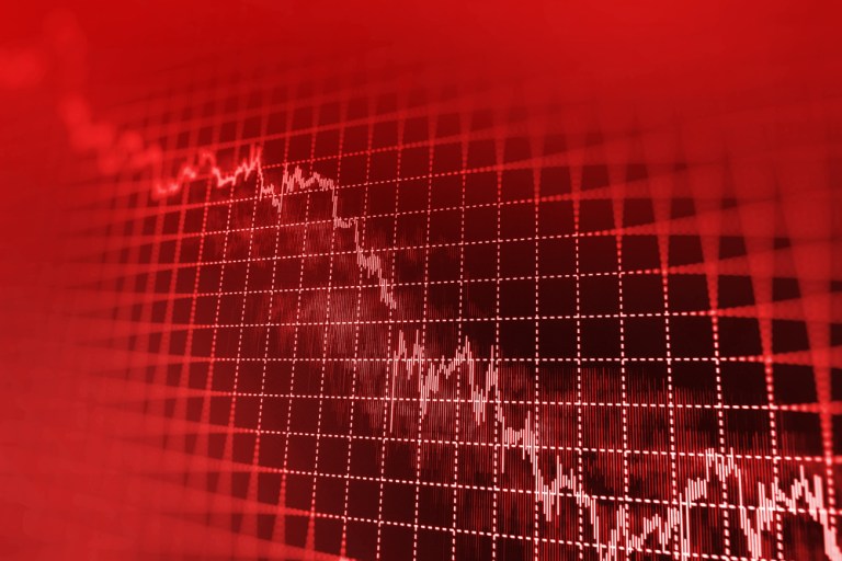 Gráfico vermelho indicando queda dos mercados