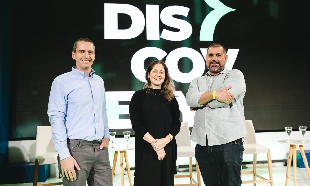 Dan Kawa, Ellen Steter e Eduardo Mira no TradeMap Discovery