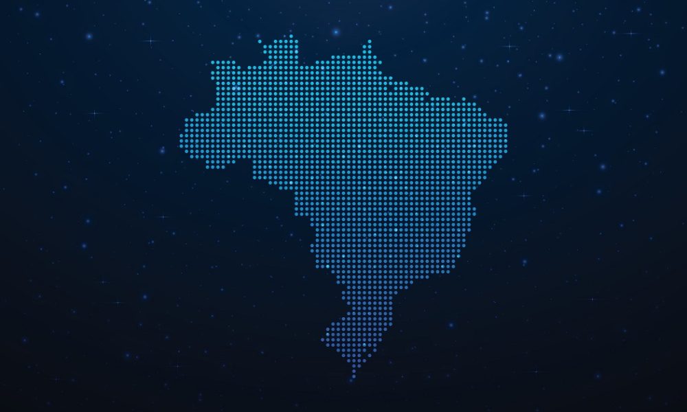 mapa do Brasil formado por pontos azuis